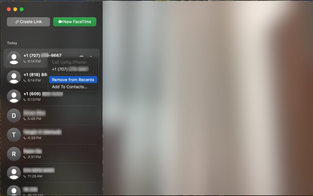 Delete FaceTime Calls on MacBook