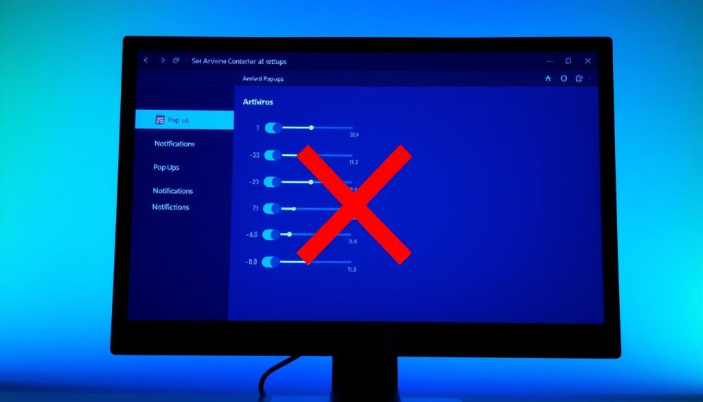 Disable antivirus pop-ups control panel