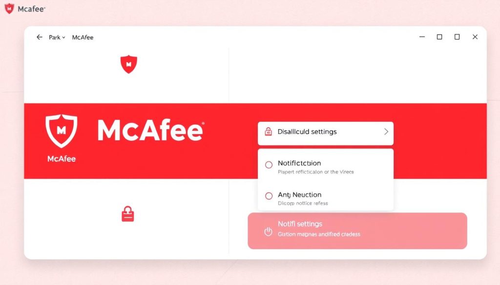 McAfee interface for disabling pop up notifications